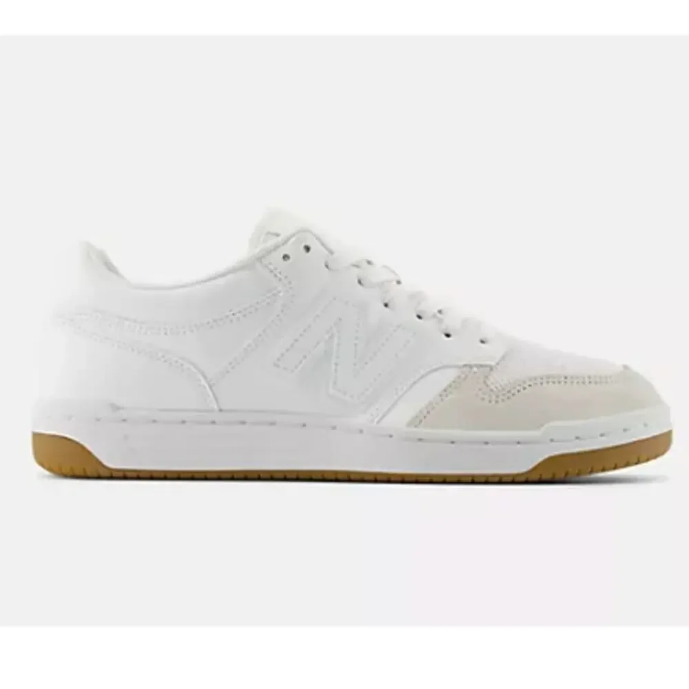 New Balance M8.5 W10 480 Sneaker Tennis Shoe White with Reflection Leather Upper